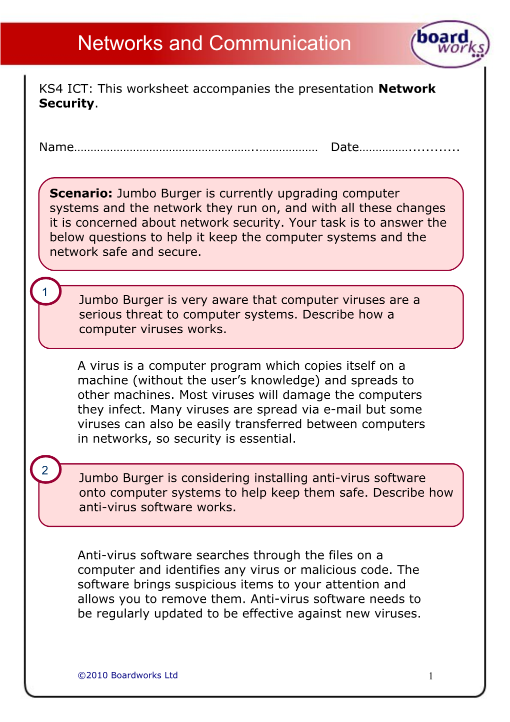 Network Security Teacher Notes