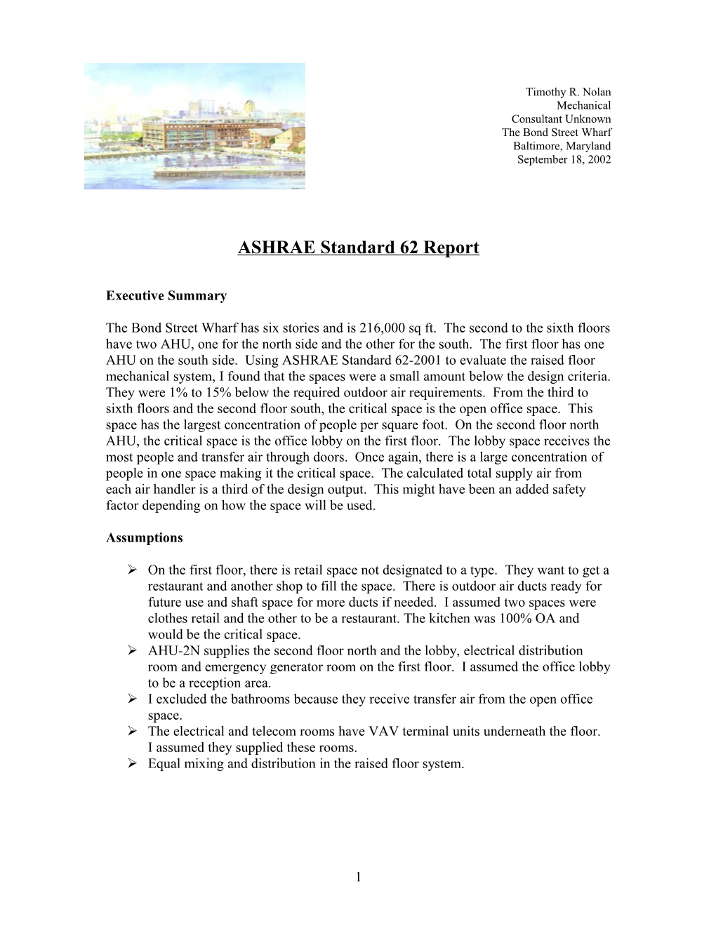 ASHRAE Standard 62 Report