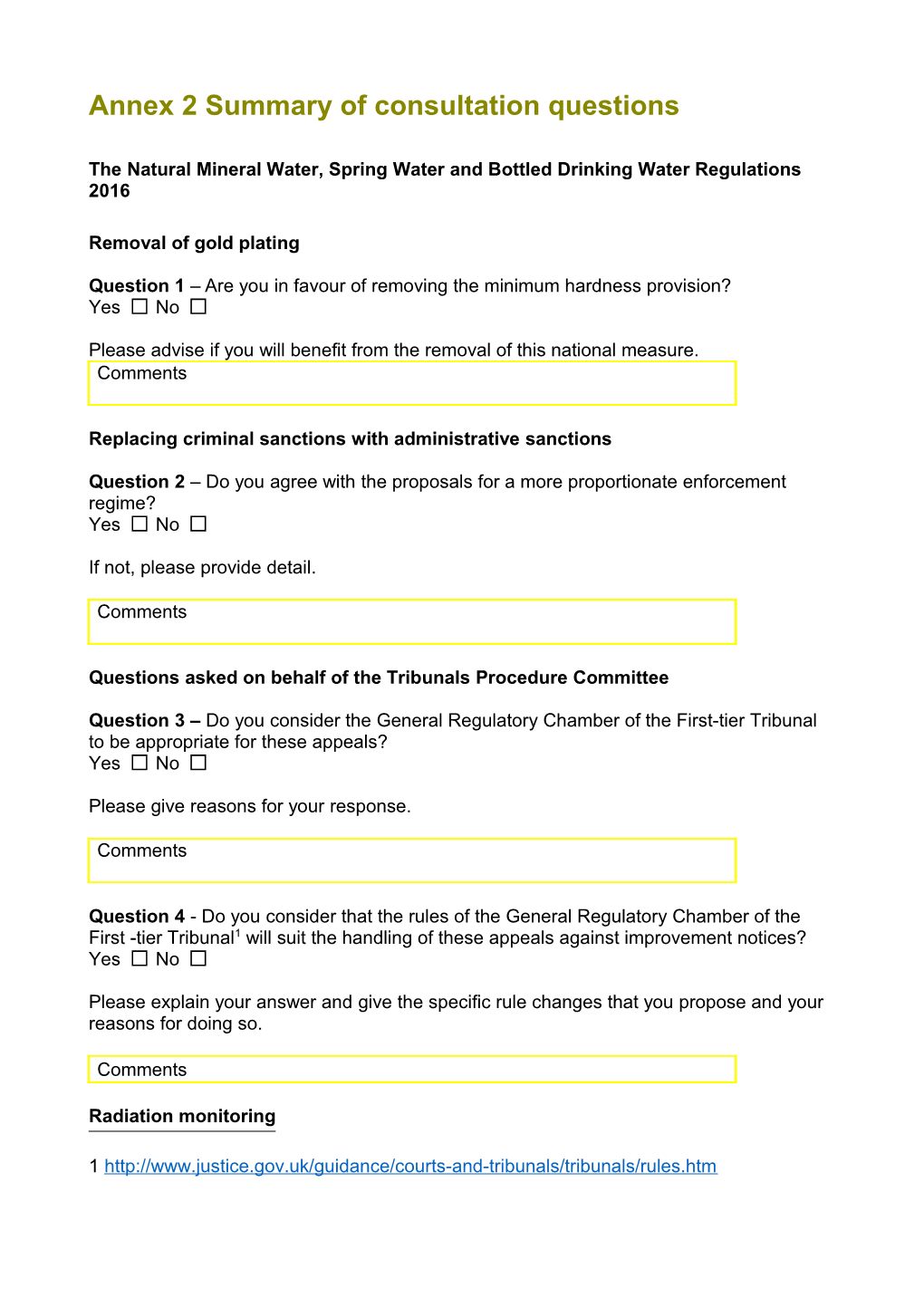 Annex 2 Summary of Consultation Questions