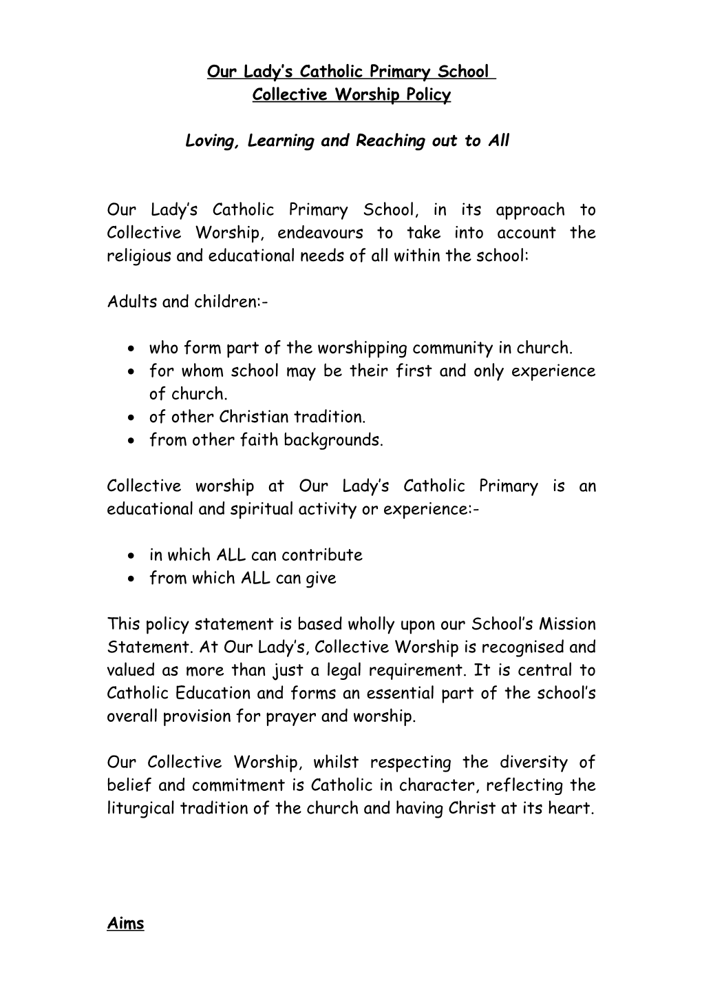 Our Lady S Catholicprimary School