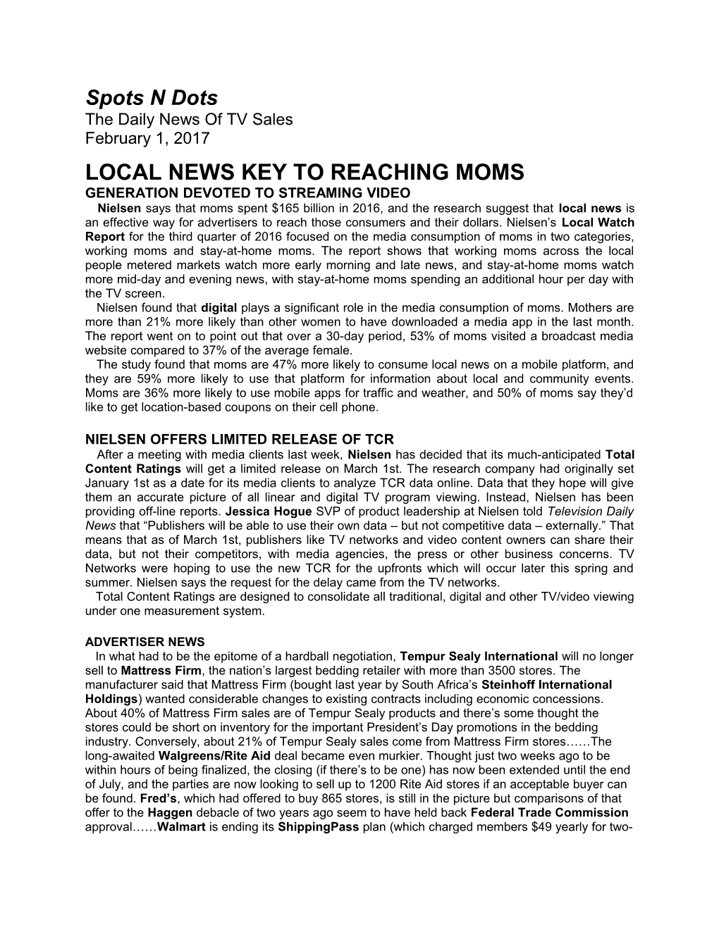 Local News Key to Reaching Moms
