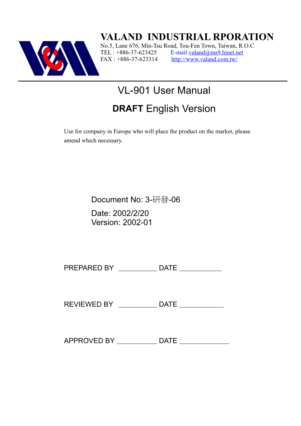 VL-901 User Manual