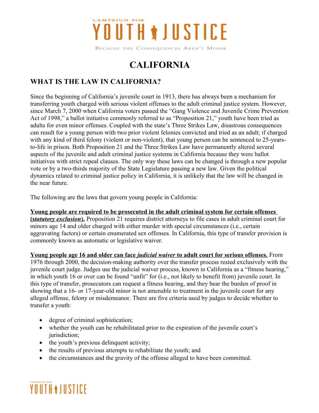 What Is the Law in California
