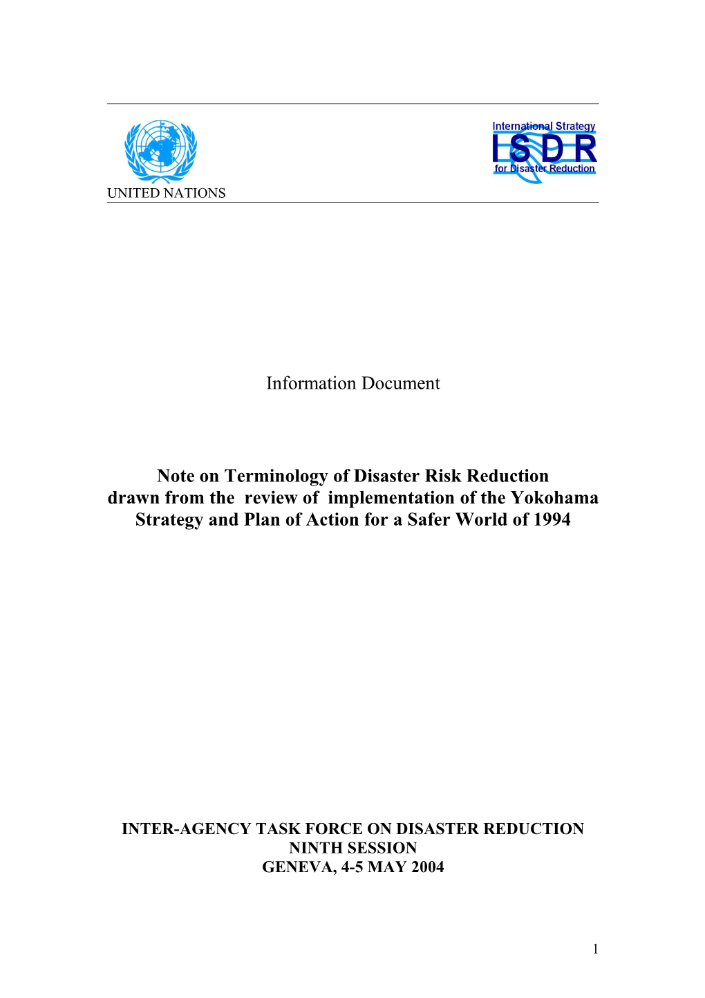 Note on Terminology of Disaster Risk Reduction