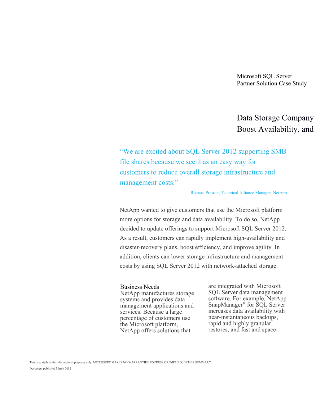 Data Storage Company Helps Clients Cut Costs, Boost Availability, and Increase Agility