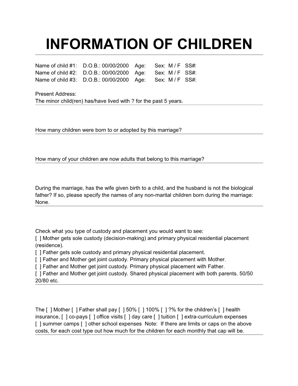 Information of Children