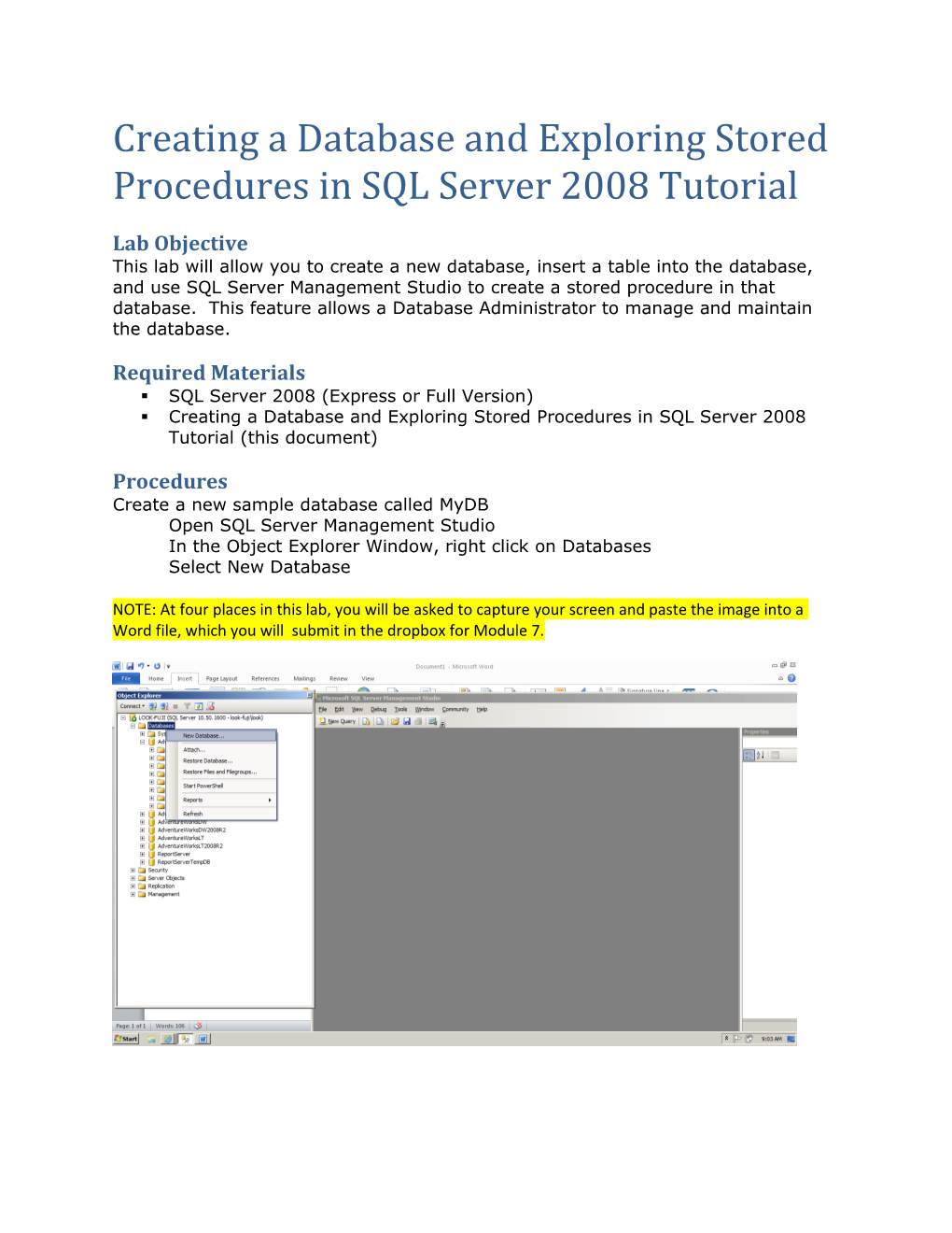 Creating a Database and Exploring Stored Procedures in SQL Server 2008 Tutorial