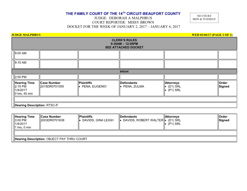 Judge Malphrus Wed 01/04/17 (Page 1 of 1)