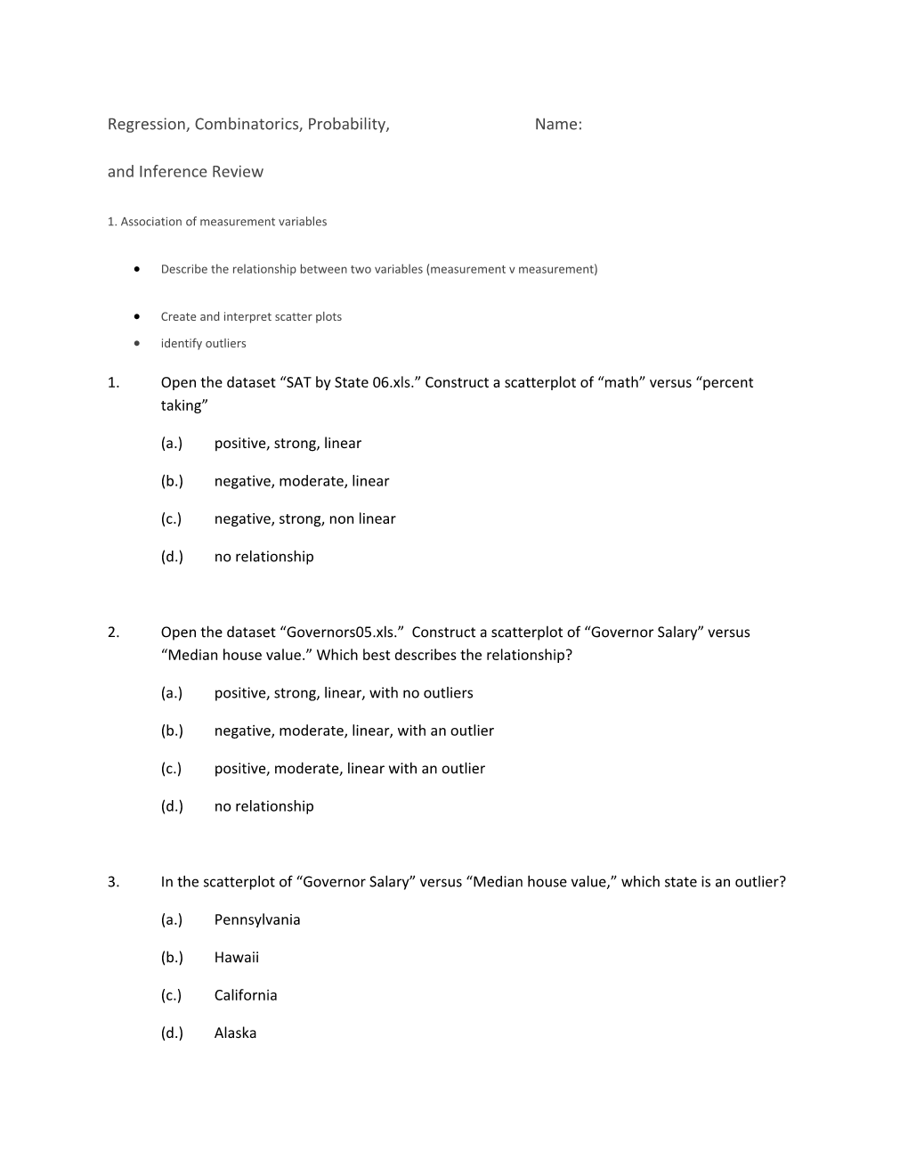 Probability and Inference Test