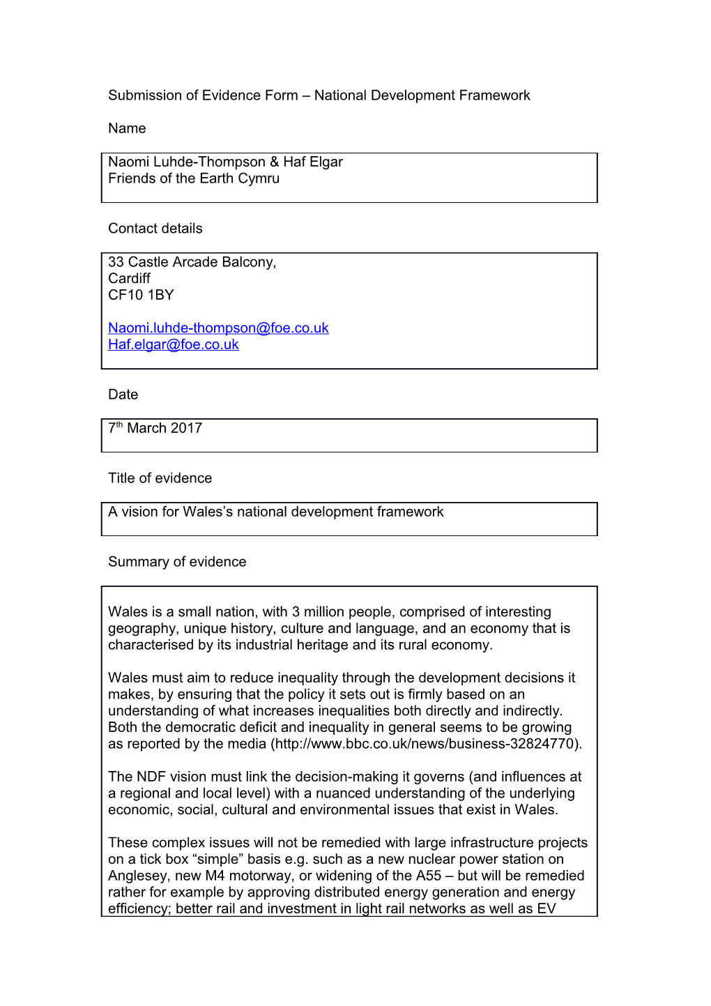 Wales National Development Framework