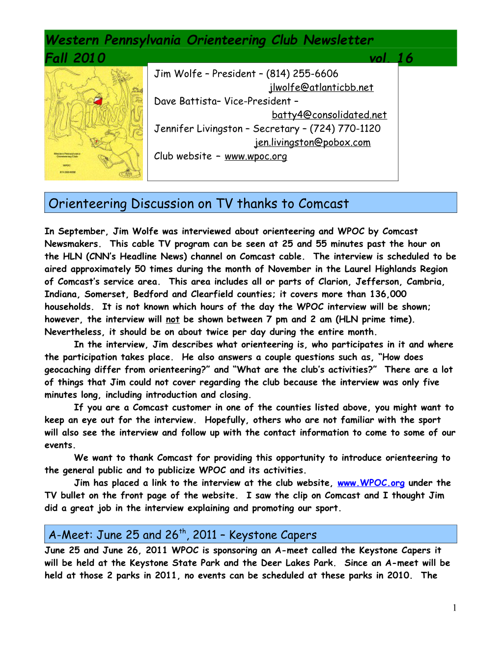 Western Pennsylvania Orienteering Club Newsletter