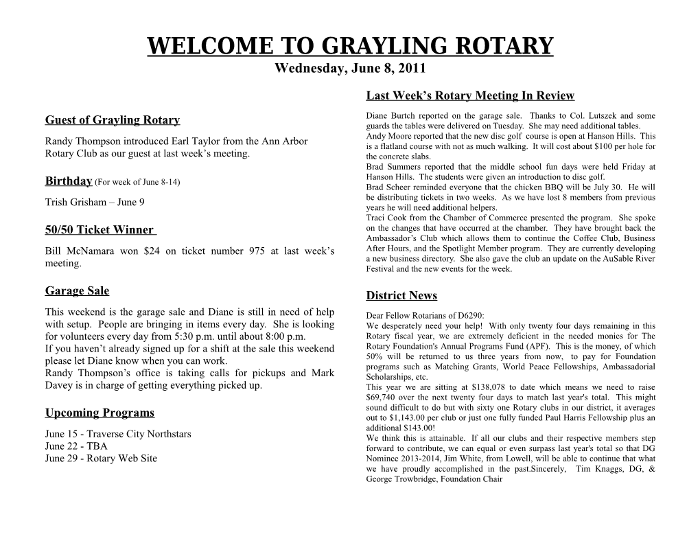 Welcome to Grayling Rotary