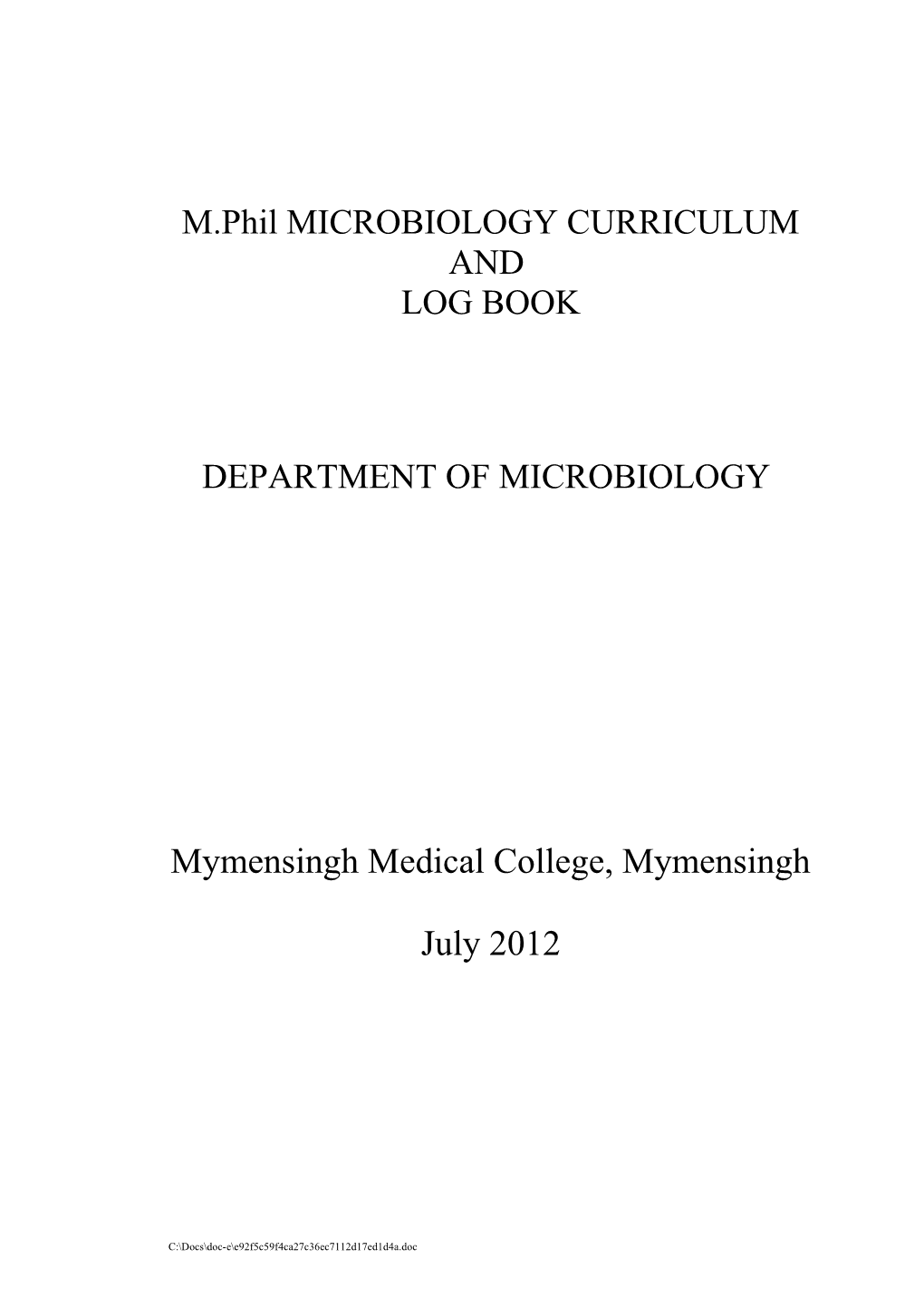 Md Microbiology Curriculum