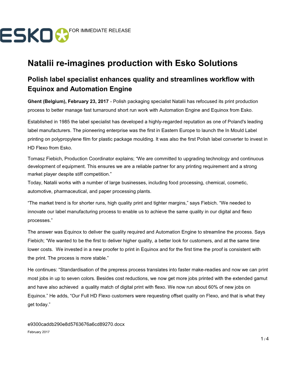 Natalii Re-Imagines Production with Esko Solutions