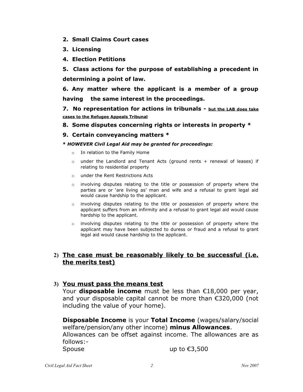 Civil Legal Aid - Fact Sheet