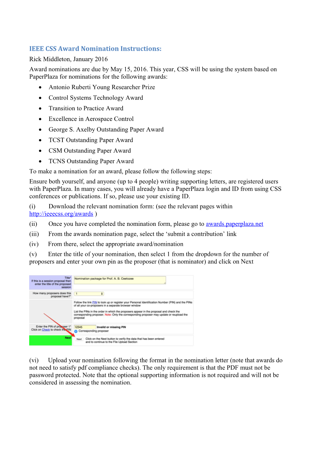 IEEE CSS Award Nomination Instructions