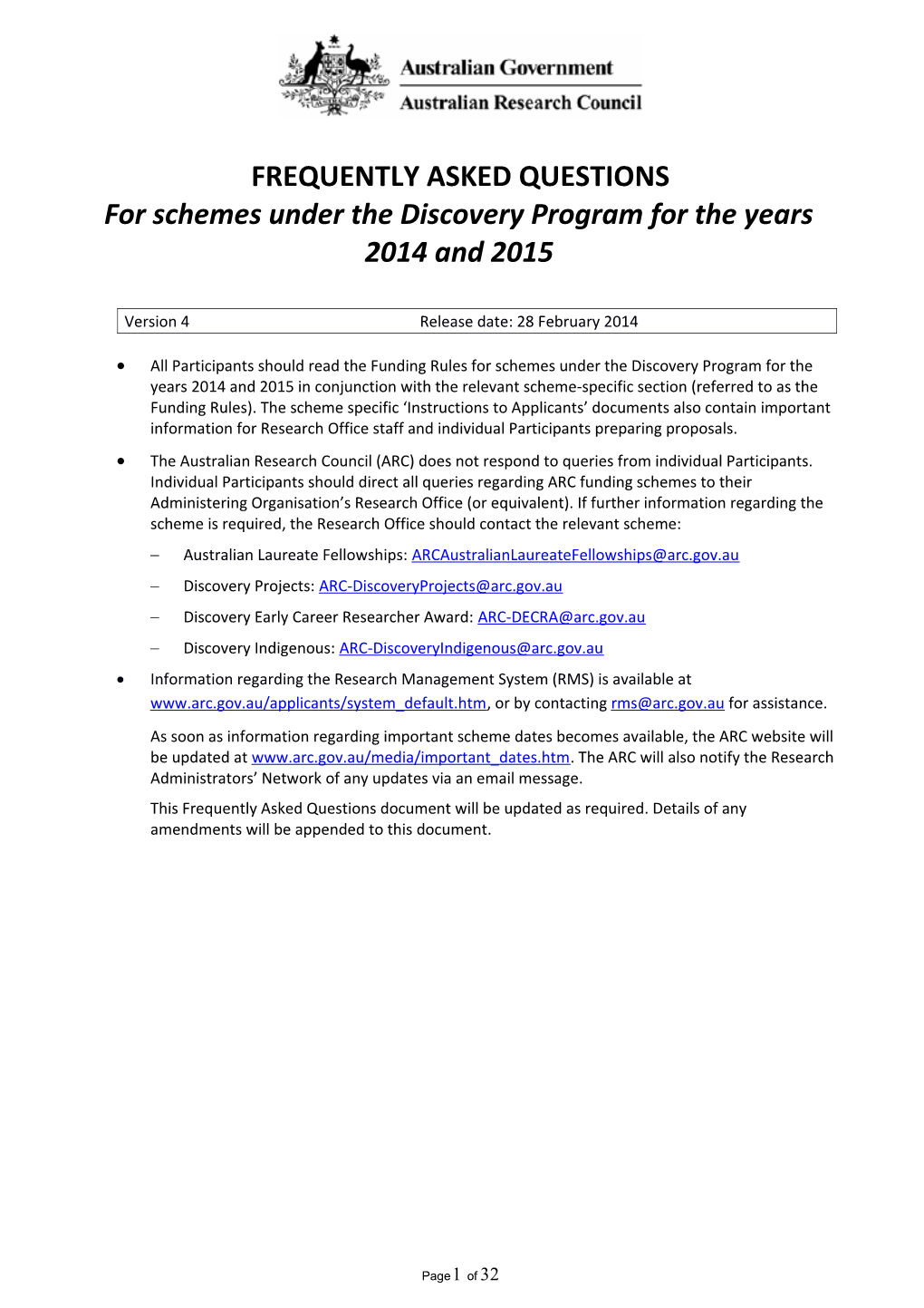 For Schemes Under the Discovery Program for the Years 2014 and 2015