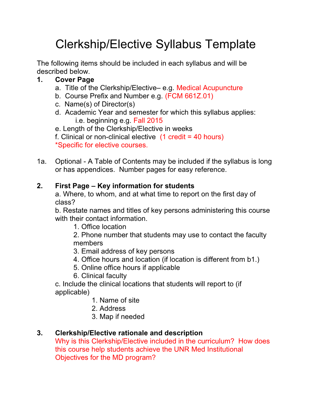 Clerkship/Elective Syllabus Template