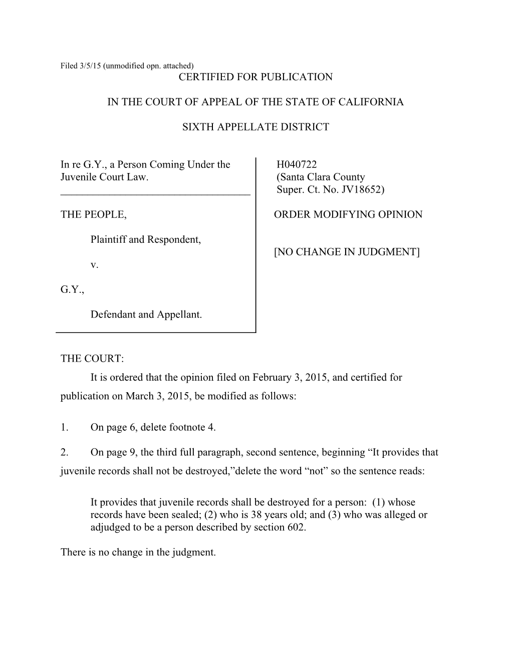 Filed 3/5/15 (Unmodified Opn. Attached)