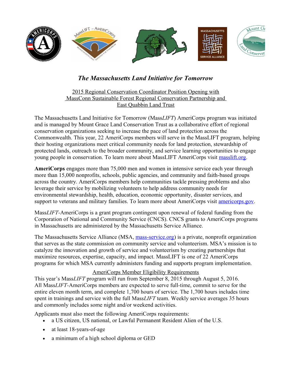 Massconn Sustainable Forest Regional Conservation Partnership And