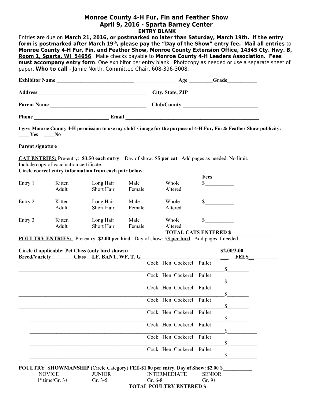 Monroe County 4-H Fur, Fin and Feather Show