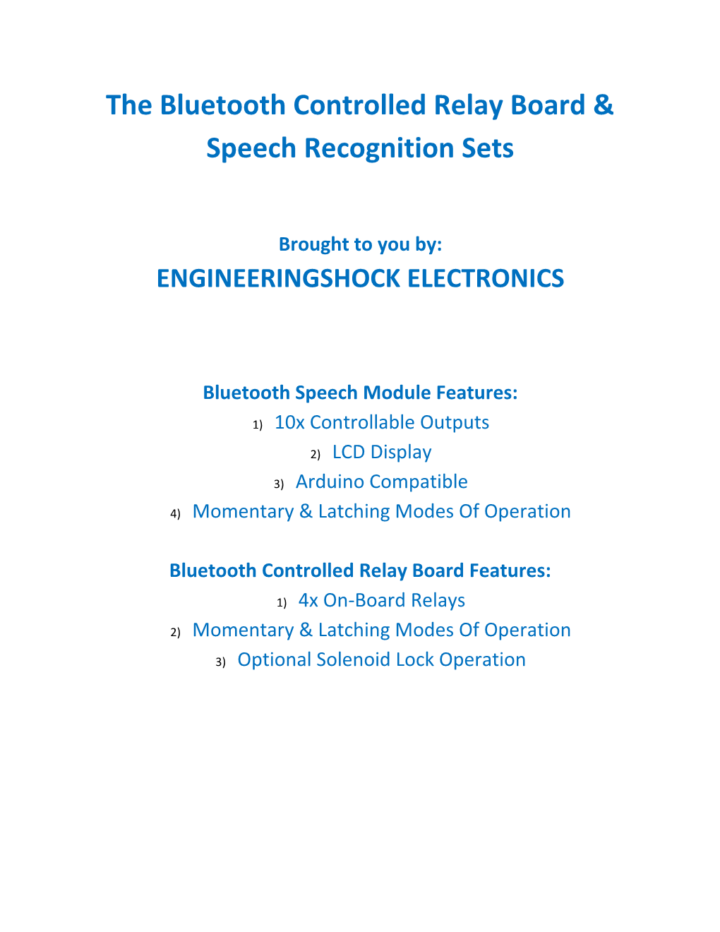 The Bluetooth Controlled Relay Board & Speech Recognition Sets