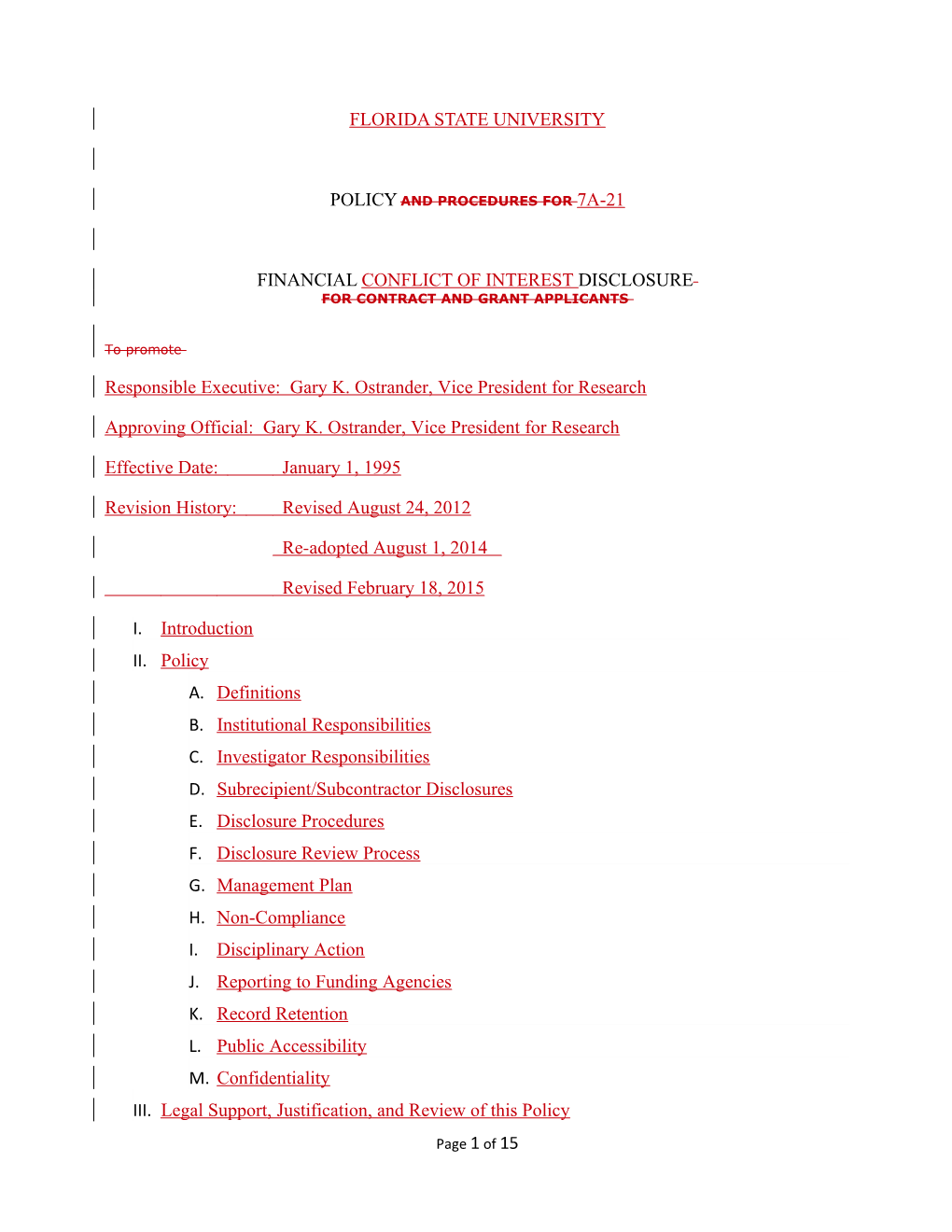 Policy and Procedures for 7A-21