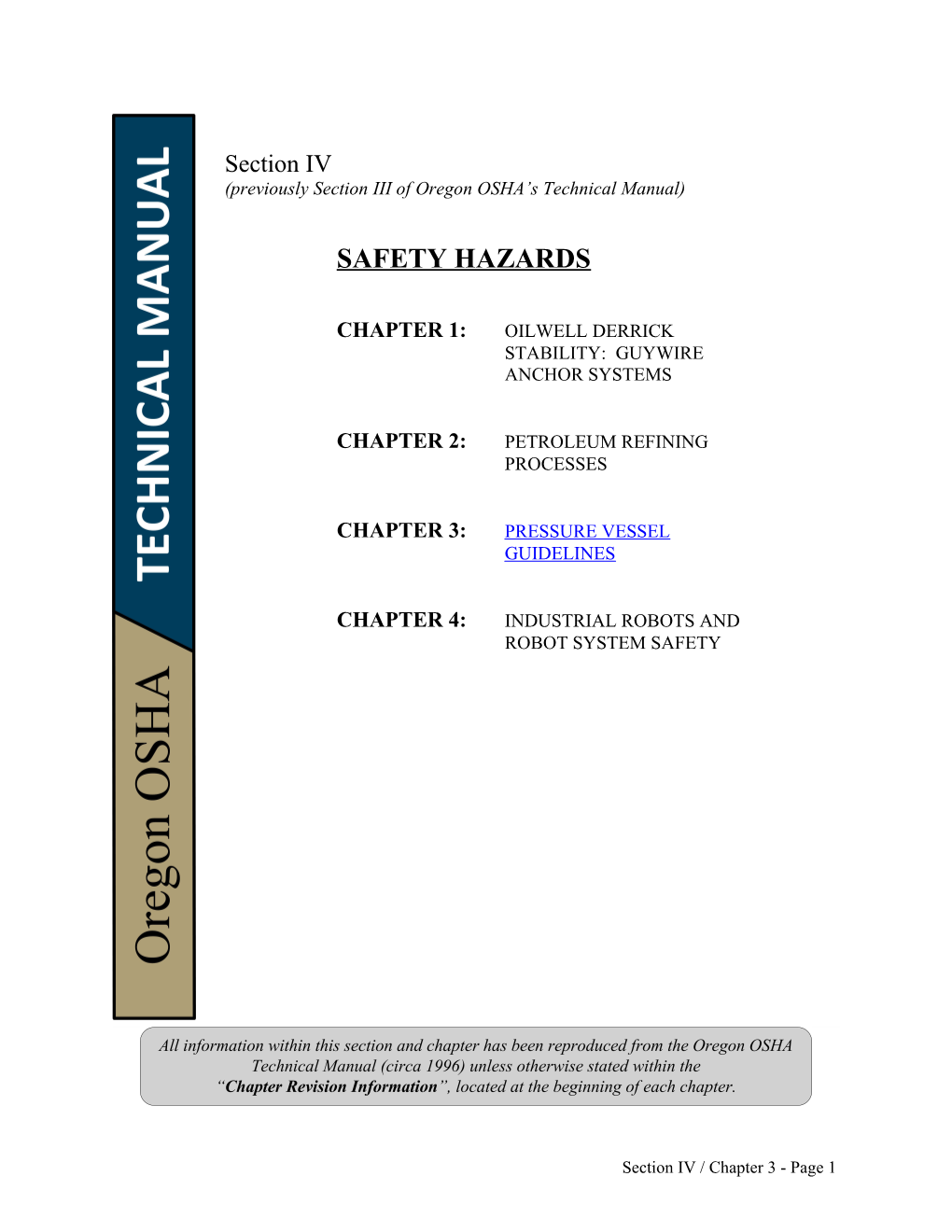 Technical Manual, Sec. 4, Ch. 3: Pressure Vessel Guidelines