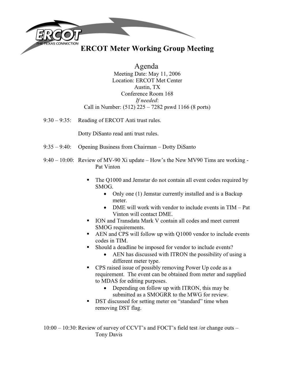 ERCOT Meter Working Group Meeting