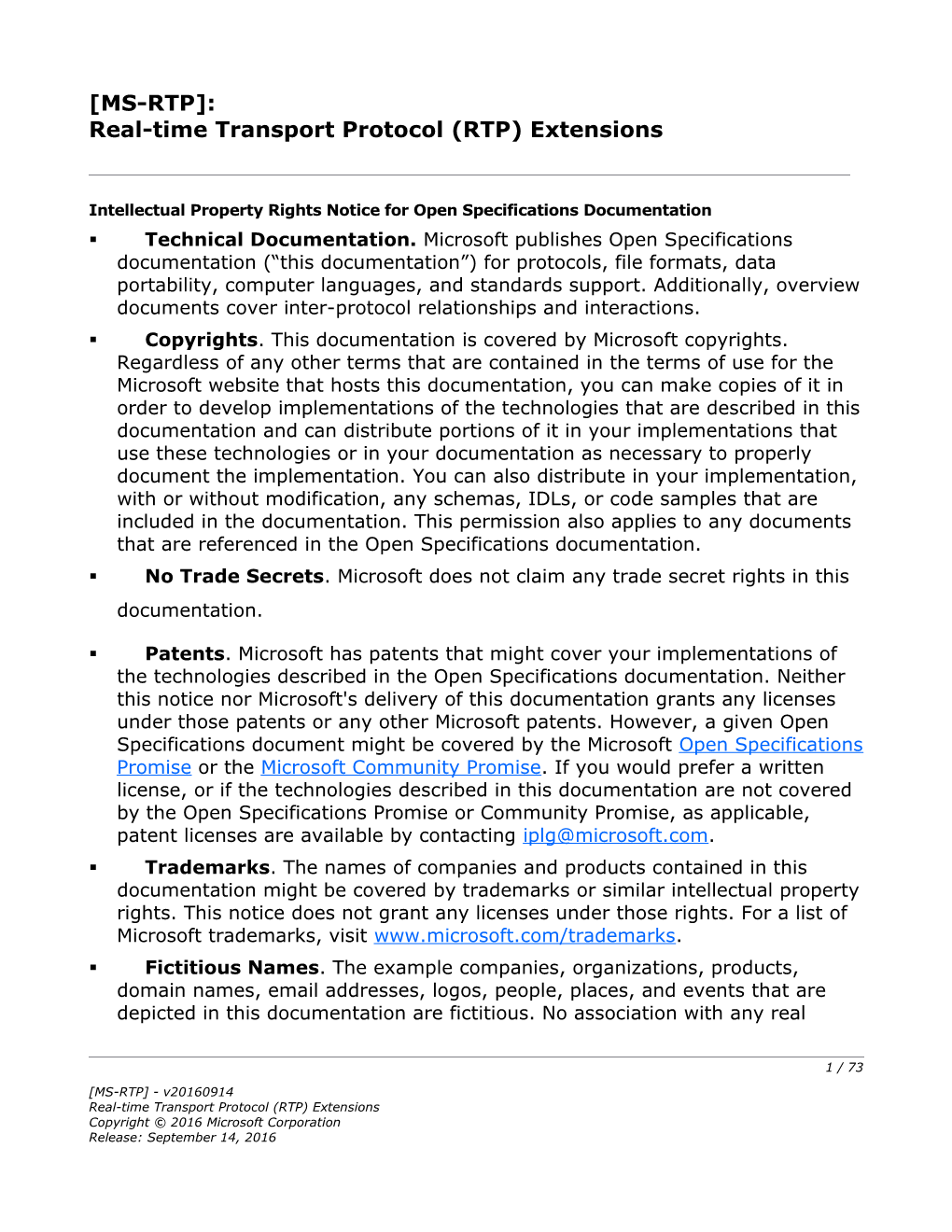 Real-Time Transport Protocol (RTP) Extensions