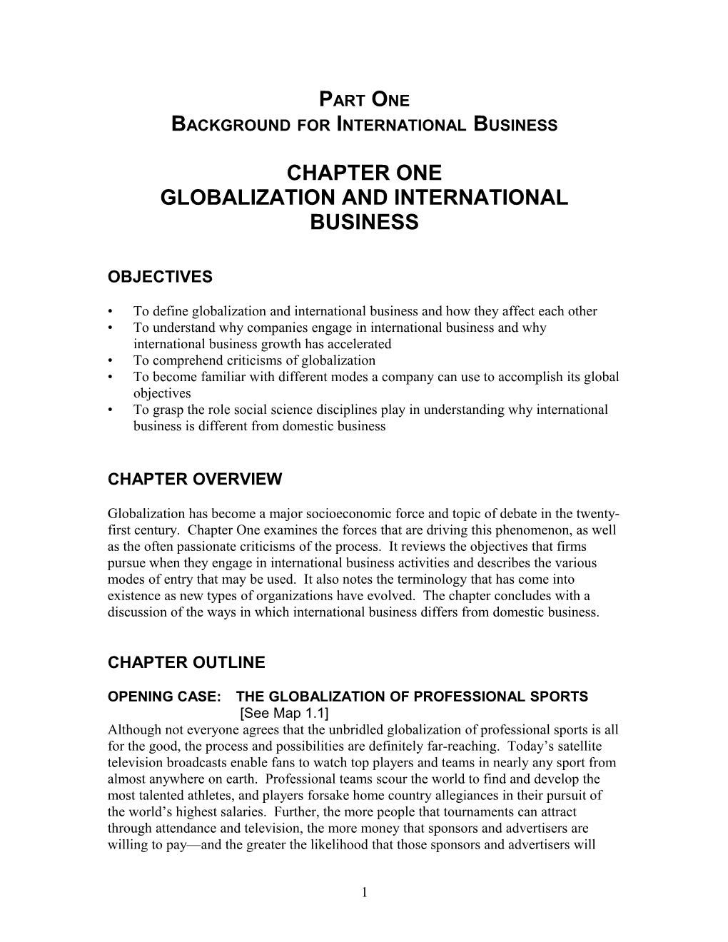 Background for International Business