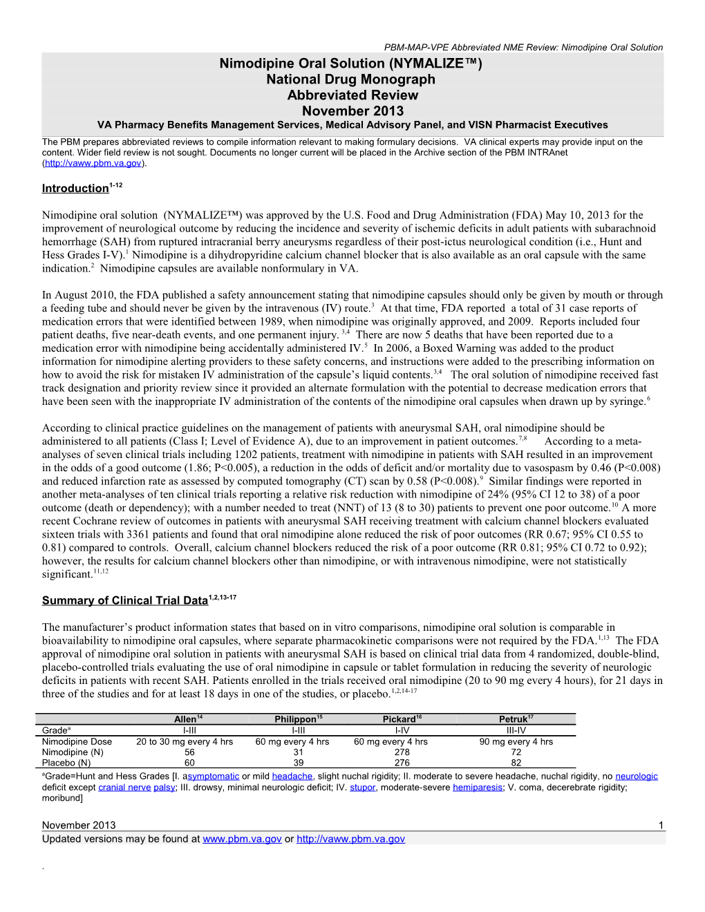 PBM-MAP-Vpeabbreviated NME Review: Nimodipine Oral Solution