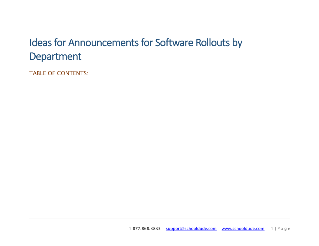Ideas for Announcements for Software Rollouts by Department