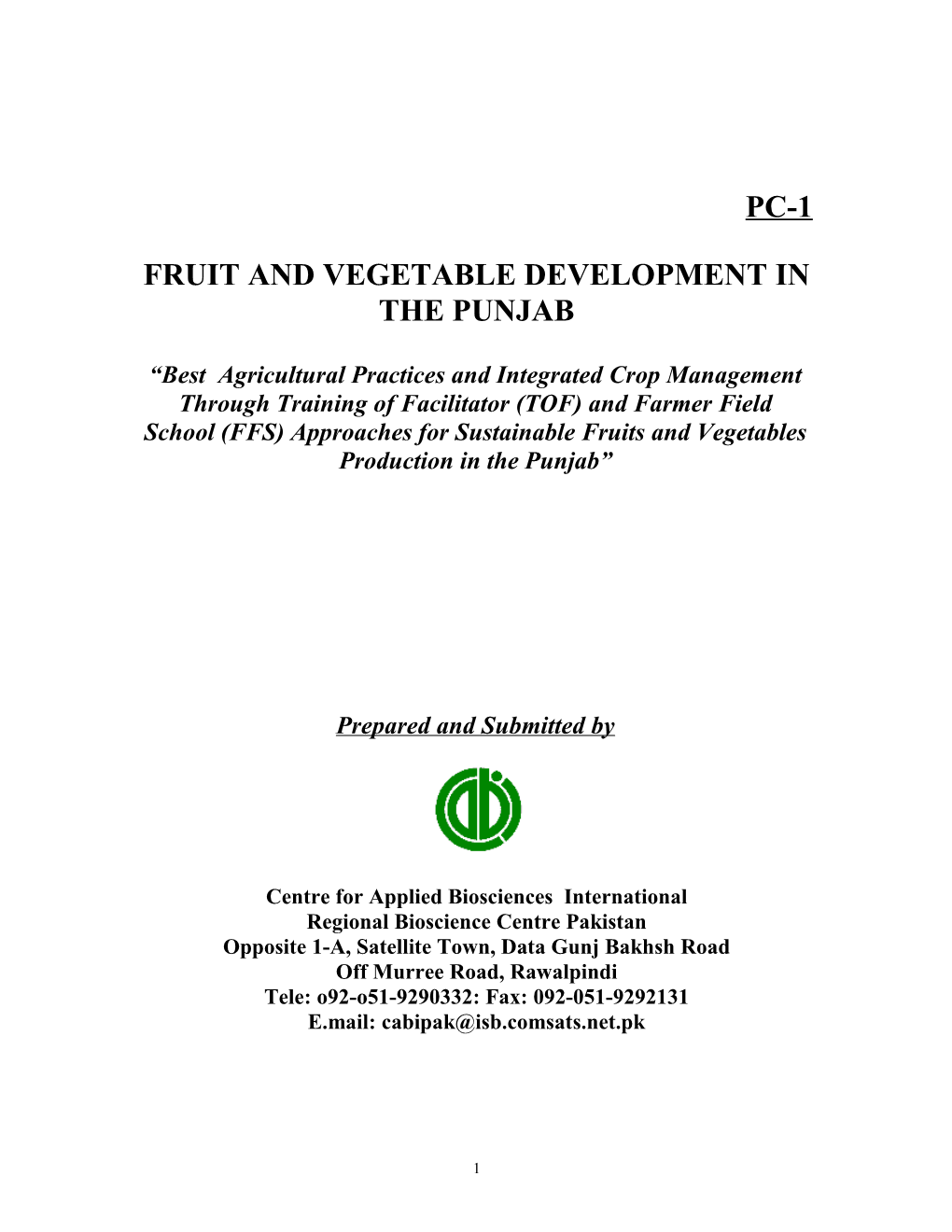 Fruit and Vegetable Development in the Punjab