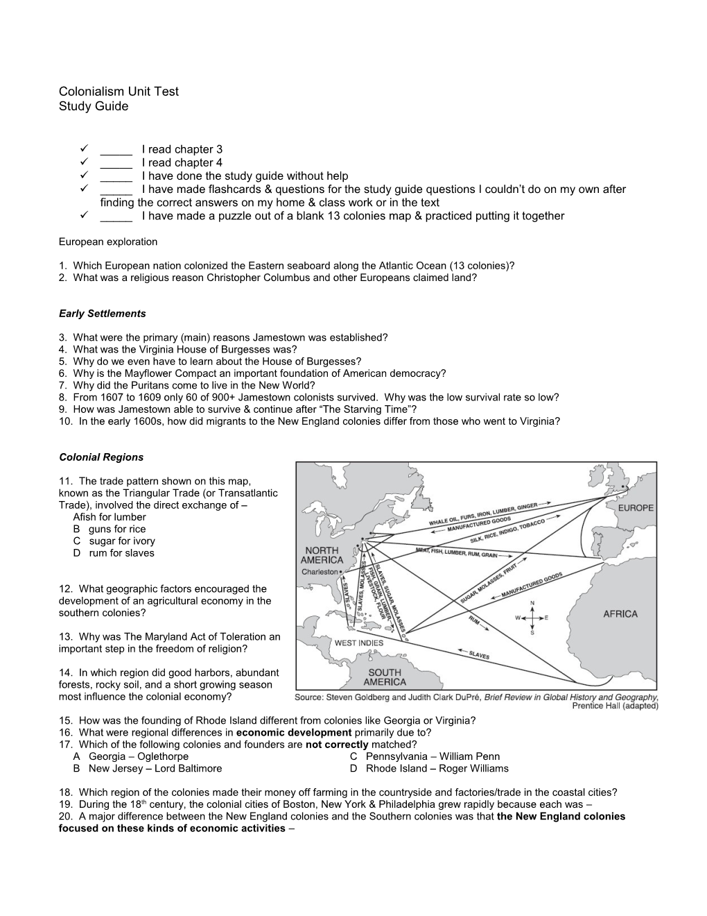 Colonialism Unit Test