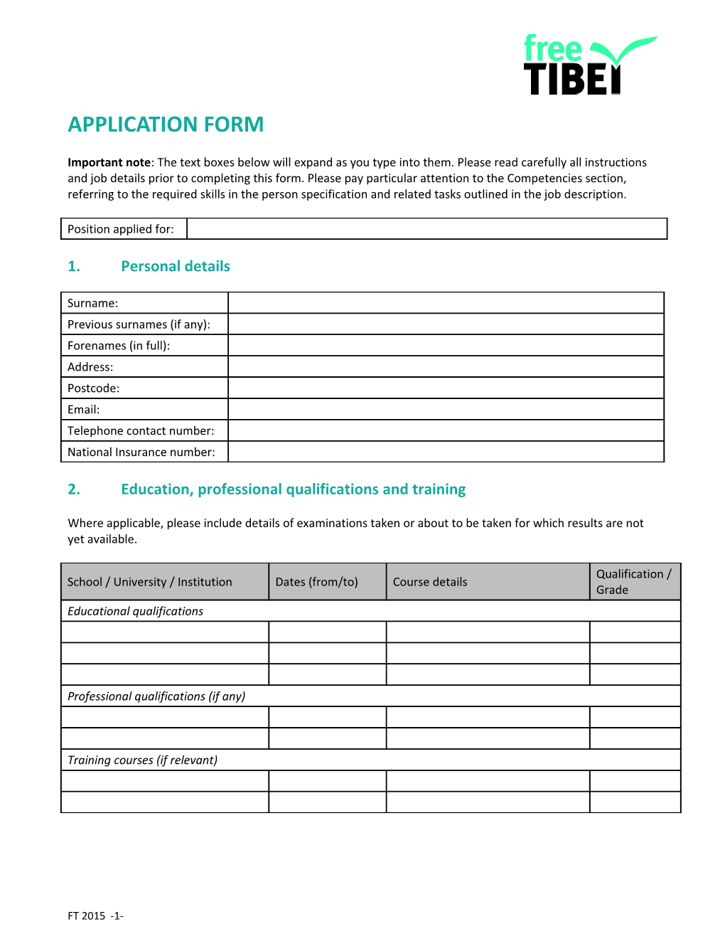 Generic UK-Based Application Form