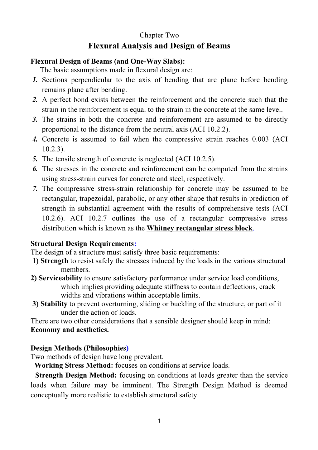 Flexural Design of Beams (And One-Way Slabs)