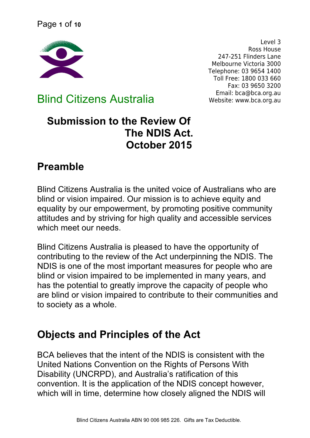 Submission to the Review of the NDIS Act