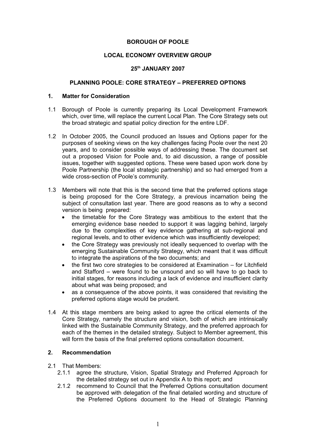 Planning Poole: Core Strategy - Preferred Options