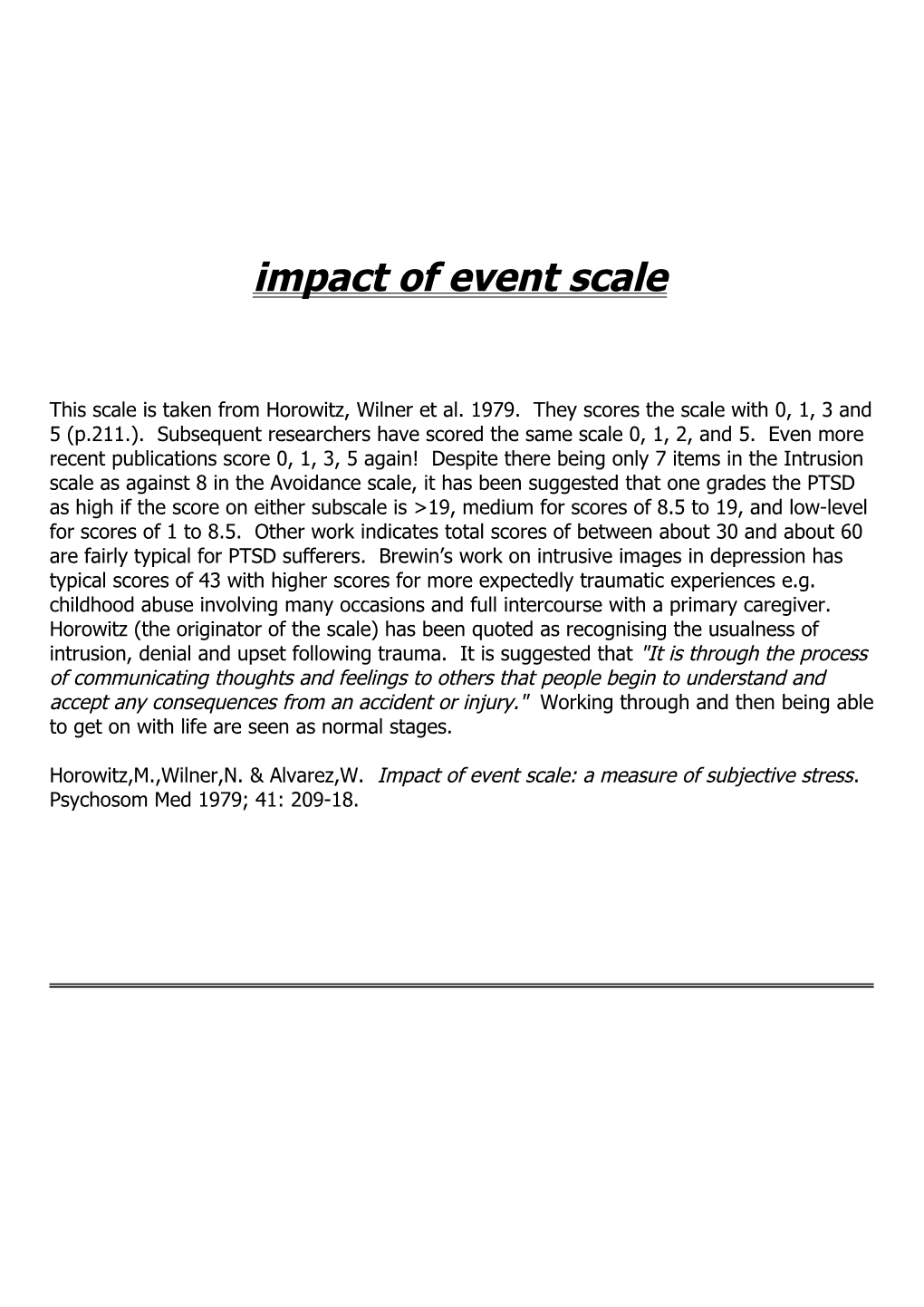 Impact of Event Scale