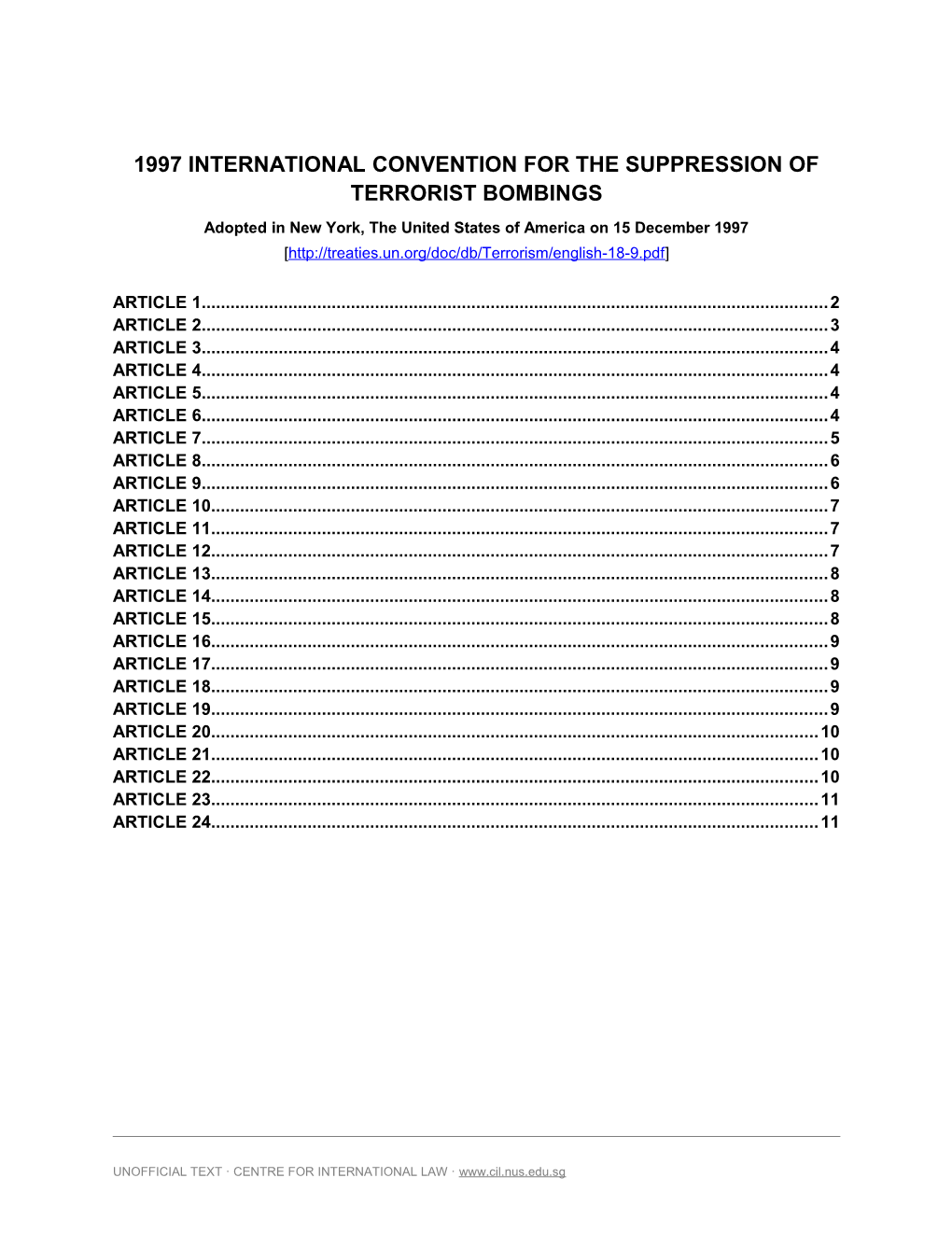 1997 International Convention for the Suppression of Terrorist Bombings