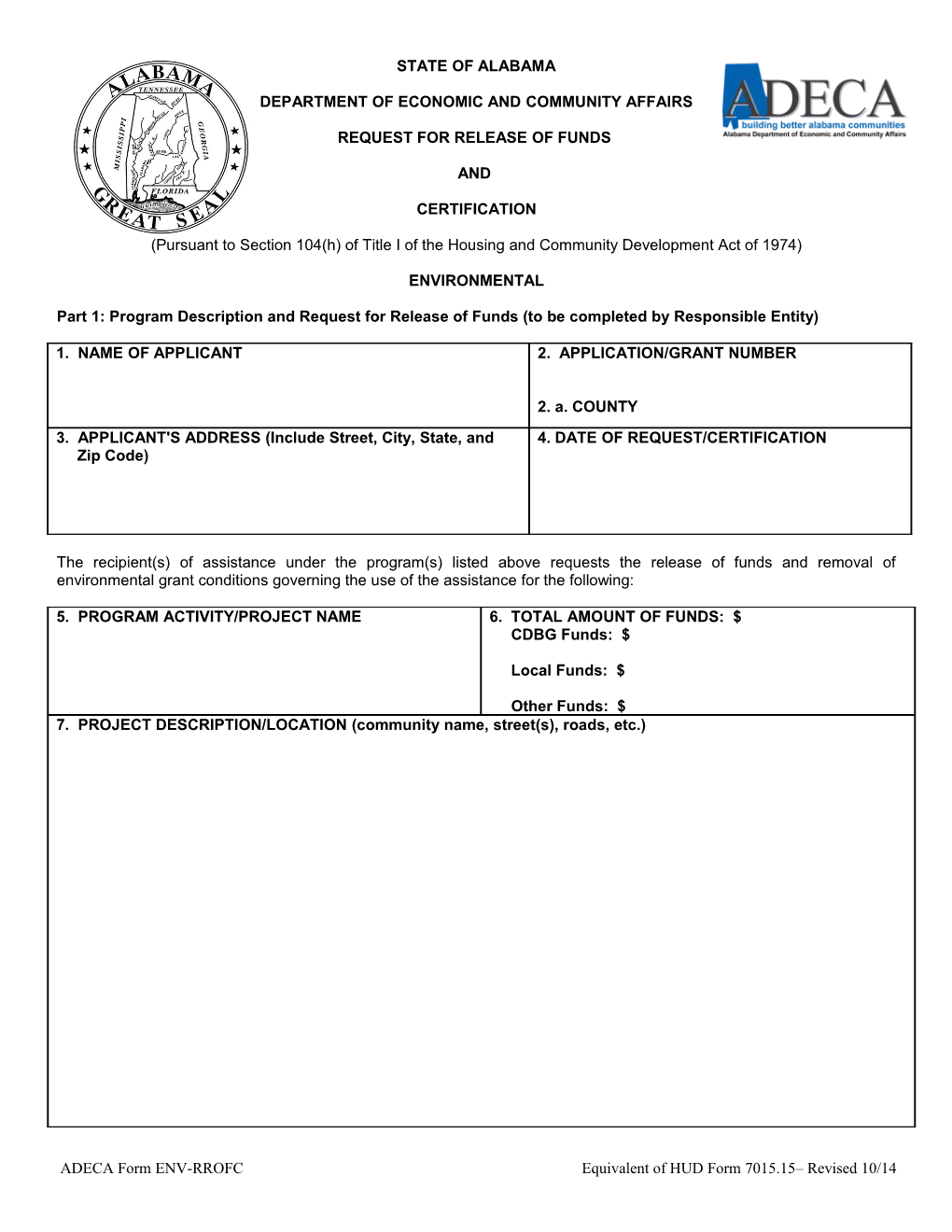 Environmental RROF Certification Form Revised 5-13-09