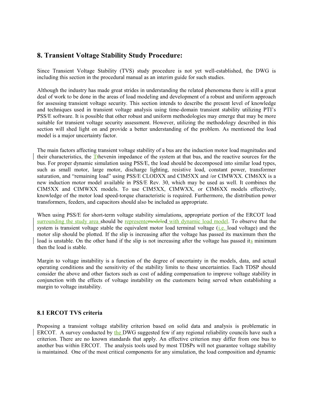 8. Transient Voltage Stability Study Procedure