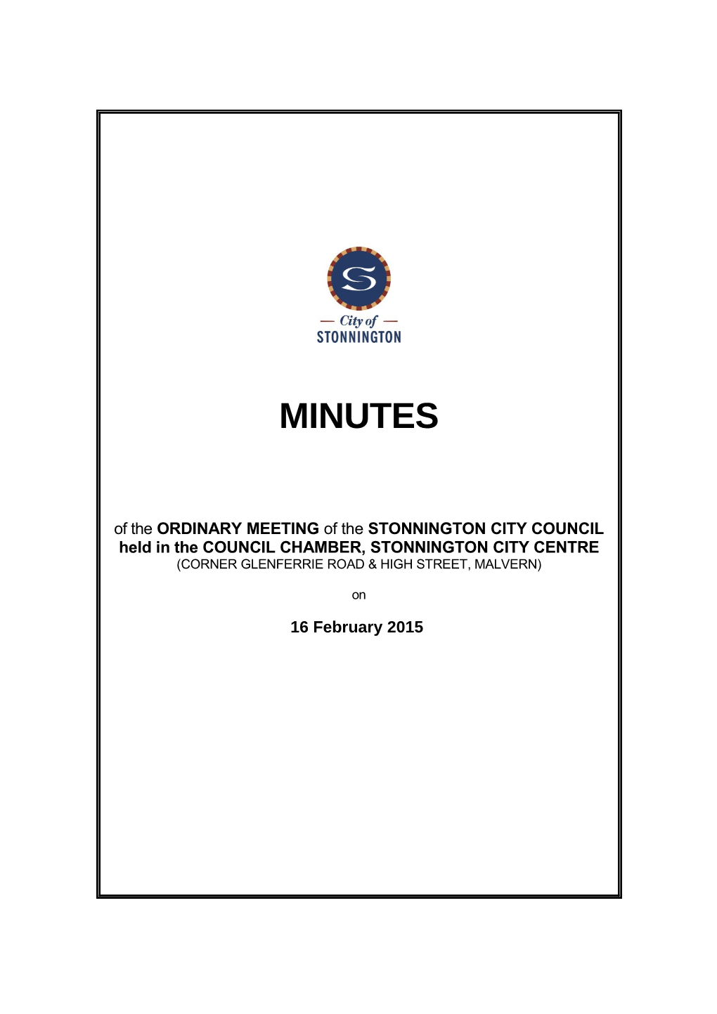 Minutes of Council Meeting - 16 February 2015