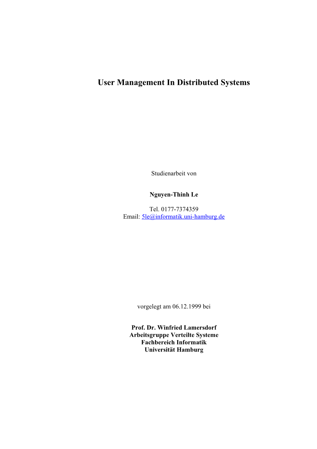 User Management in Distributed Systems