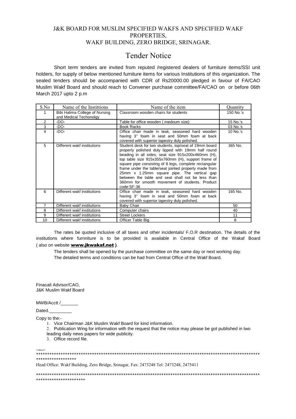 J&K Board for Muslim Specified Wakfs and Specified Wakf Properties