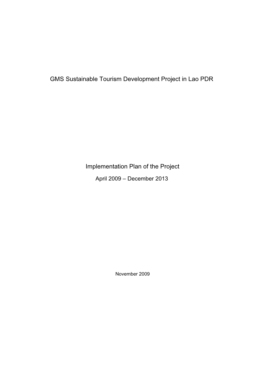 GMS Sustainable Tourism Development Project in Lao PDR