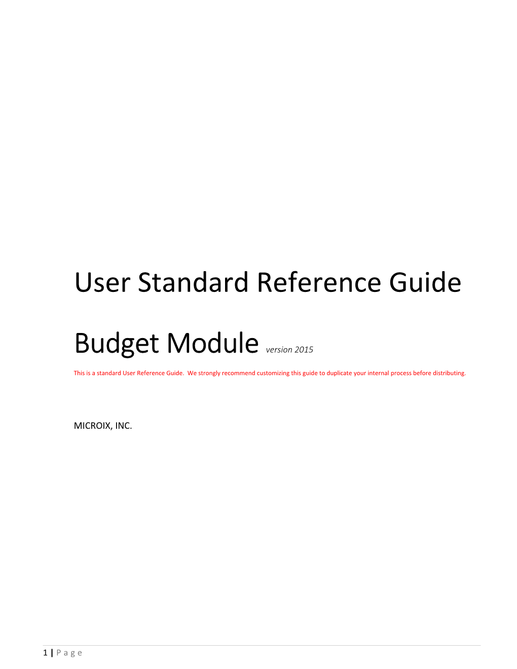 User Reference Guide
