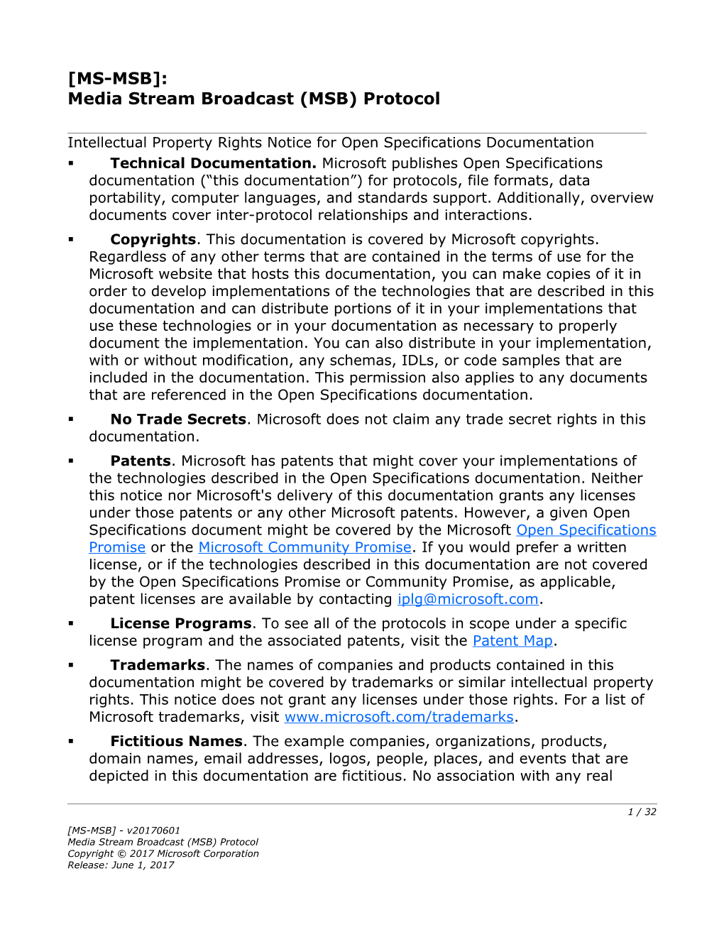 Media Stream Broadcast (MSB) Protocol