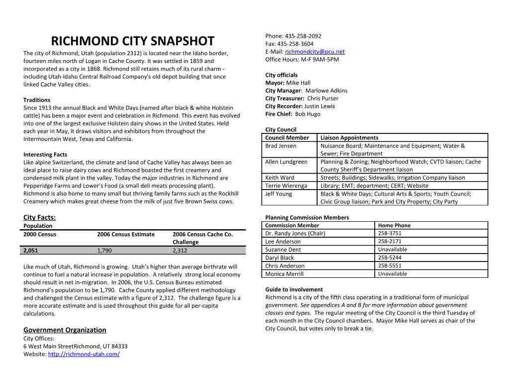 Richmond City Snapshot